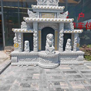 乌海芝麻白中国黑石材套墓 花岗岩墓碑